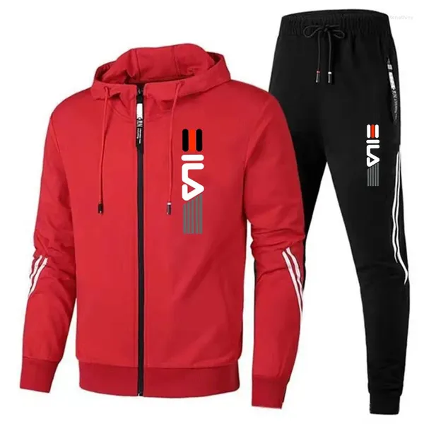 Tute da uomo Atletica leggera Felpa con cappuccio con cerniera Pantaloni sportivi Giacca sportiva casual quotidiana da jogging Set