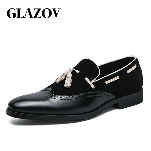 Vestido tênis italiano sapatos de mocassins pretos marrom marrom misto colortip masculino sapatos de camurça de camurça de sapatos de couro de couro real para homens 231122