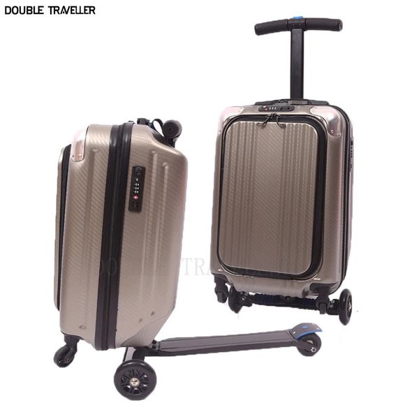 Sacos de noite Viagem 21 polegadas Pequena Mala Senha Caixa Dobrável Trolley Bag com Scooter Carry On Bagagem Rodas Caso Rolling 231123