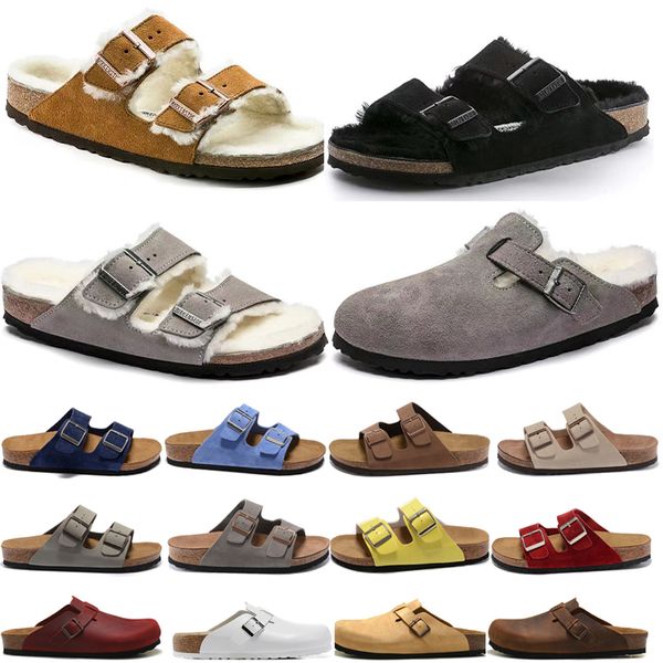 Boston Clogs Terlik Tasarımcı Sandalet Sandalet Erkek Kadınlar Cork Düz Arizona Mayari Takip Süet Yılan Deri Slide Birk tıkanık Flip Flops Toka Turp Strap Pamuk