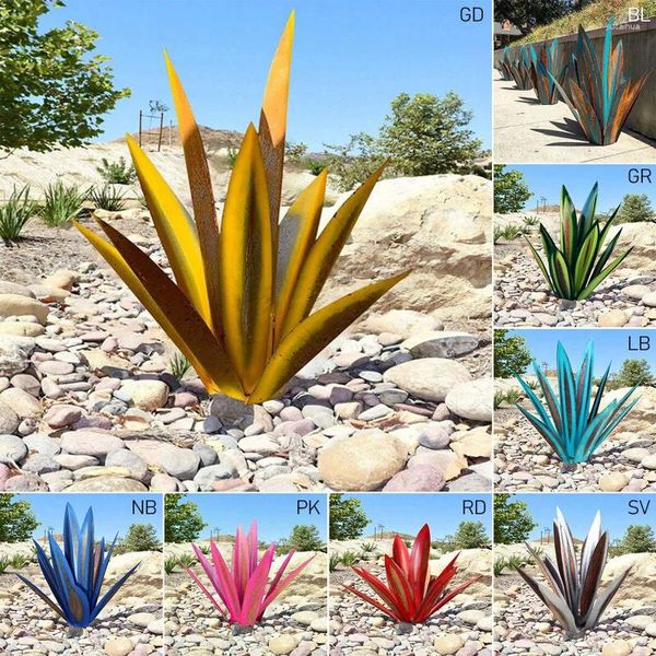 Decorações de jardim retro agave planta decoração diy metal tequila arte escultura para casa pátio estacas ornamentos quintal estátua decoração