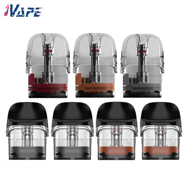 Cartucho Vaporesso Luxe Q Pod 2ML 0.6/1.0/ 0.8/1.2ohm 3ML 0.6/0.8/1.0ohm Para LUXE Q/LUXE QS/LUXE Q2/LUXE Q2 SE Kit 4 unidades/pacote