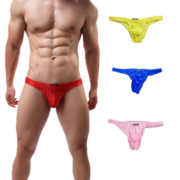 3 pçs/lote Sexy Men Lace Tanga Cueca Transparente Bolsa Cuecas Biquíni Cueca Gay Lingerie Corda