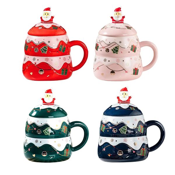 Kupalar 500ml Sevimli Noel Kupa Seramik Kahve Çay Kupası Santa figürinleri ile ev ofisinde Çin porselen yılı hediye 231122