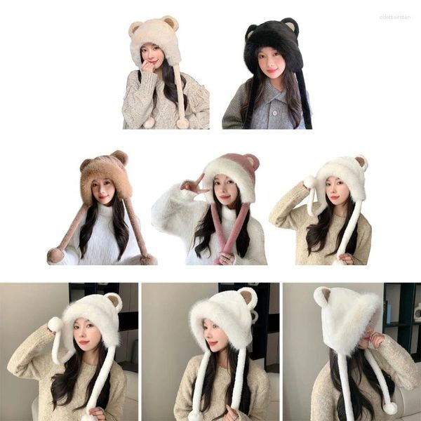 Berretti da donna Beanie Warm Ear Protector Hat Teen Plush Bear Keep