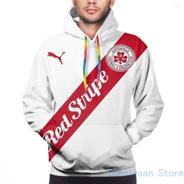 Herren Hoodies Herren Sweatshirt für Damen Lustige Cliftonville Red Stripe Fans Jersey Print Lässiger Hoodie Streatwear