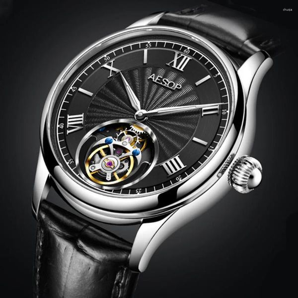 Armbanduhren AESOP Real Tourbillon Mechanische Uhren Herren Limited Edition Luxus Automatikwerk Edelstahl Saphir