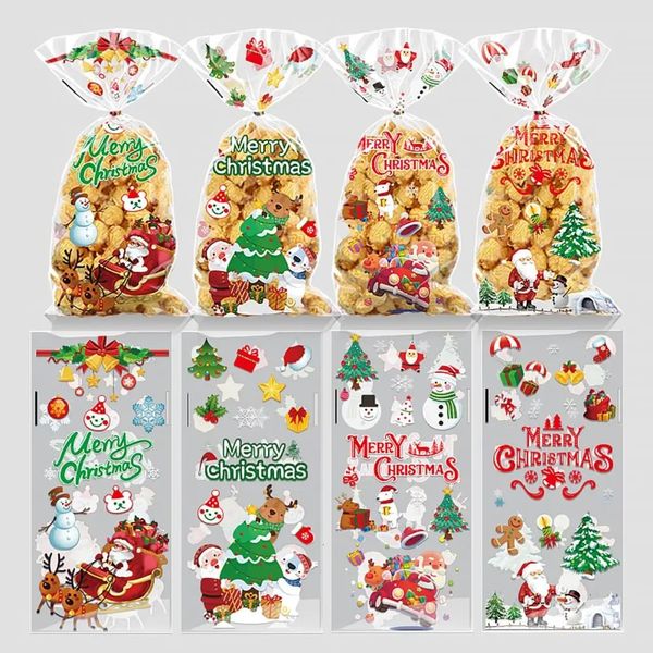 Noel Süslemeleri Şeker Çantası Noel Baba Kar Tanesi Kurabiye Bisküvi Snack Hediye Ambalaj Parti Malzemeleri 231122
