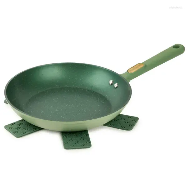 Casseroles 10 pouces Poêle à frire avec base en acier inoxydable Vert Cuisine Accessoire Wok Aluminium Pancake Cookware Egg Pa