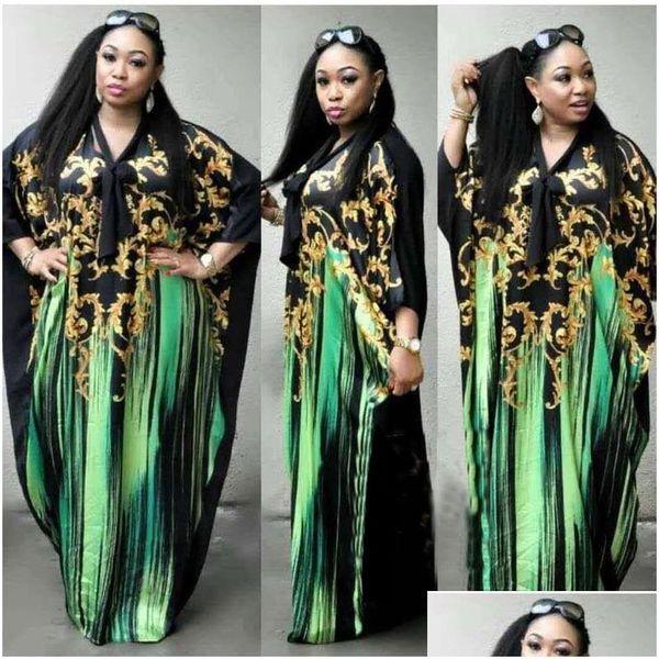 Roupas étnicas Roupas étnicas Vestidos Africanos para Mulheres África Roupas Traje Vestido Impressão Dashiki Senhoras Ancara Plus Size Nigéria F Dhto5