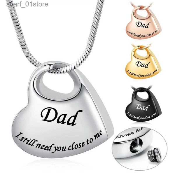 Collane con ciondolo Collana a catena in acciaio inossidabile con piccole urne Ciondolo per cremazione a cuore Porta ceneri umane per papà Gioielli commemorativi Uomini DropshipL231123