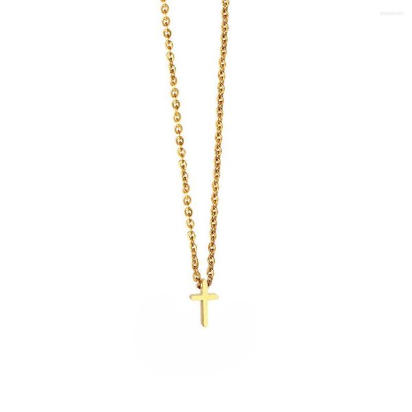 Подвесные ожерелья Золото -крест -ожерелье для женщин мода Женские маленькие подвески цвета из нержавеющей стали минималистские ювелирные изделия