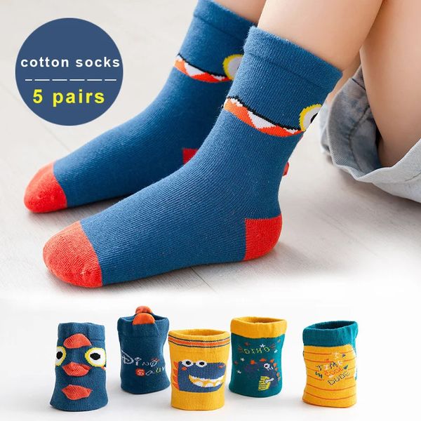 Детские носки, 5 пар, От 1 до 12 лет, детские носки, носки с изображением динозавра для мальчиков, забавные теплые зимние носки, комплект весенних детских носков для девочек, подарок 231121
