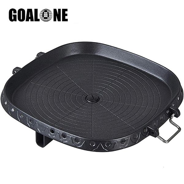 Accessori per barbecue GOALONE Padella coreana per barbecue con superficie rivestita in pietra Maifan Piastra portatile antiaderente per campeggio per esterni 231122