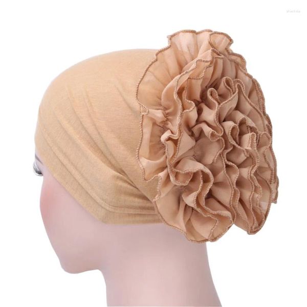 Abbigliamento etnico Donne alla moda Foulard Cap Zucchetto Grande decorazione floreale Cofano Donna Hijab musulmano Turbante Cappello Avvolgere la testa Sciarpe turche