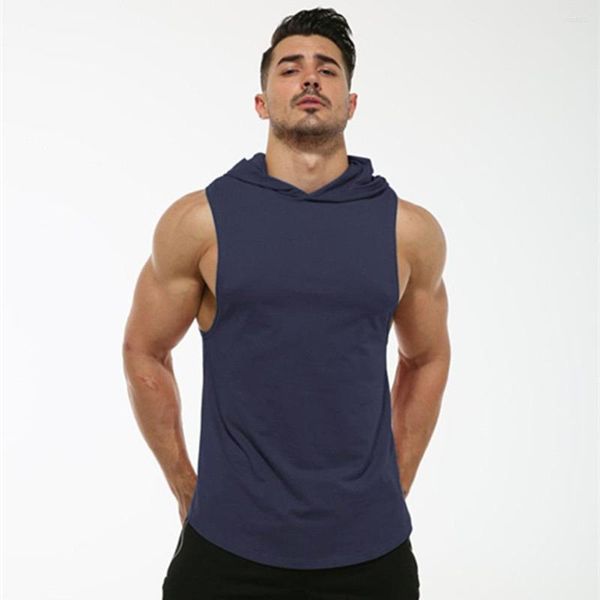 Camisetas de camisetas masculinas Camisa masculina Tops Gyms Fitness Capuzes Vollover colete elástico Elastic Fodybuilding algodão mangas com mangueira de mangueira