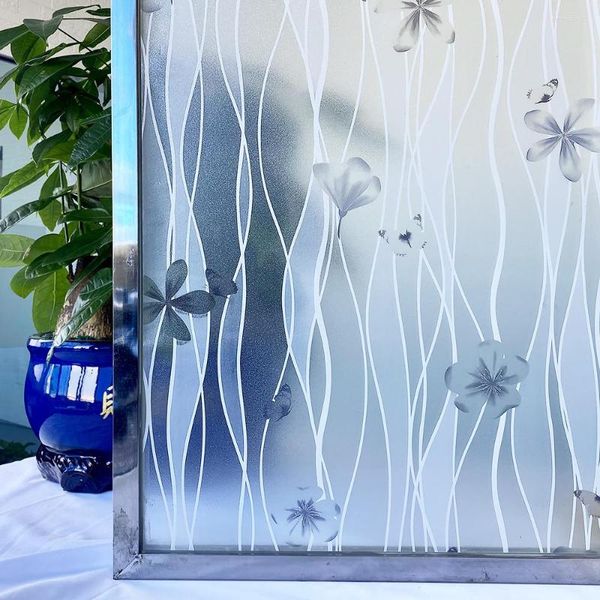 Adesivos de janela 3D Filme fosco Privacidade Auto adesivo Adesivo de vidro fosco de vidro gracios decorativos para casa