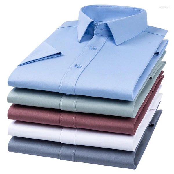 Camisas masculinas casuais versáteis camisa fina respirável bolso-menos ajuste regular fino clássico negócio sem ferro anti-rugas roupa formal