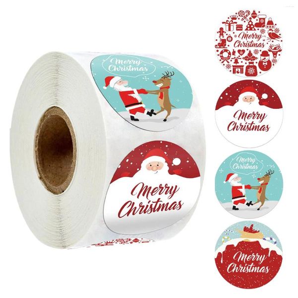 Confezione regalo 100-500 pezzi Kerstcadeau Decoratie Stickers 1 pollice Ronde Dank U Etichetta Handgemaakte Snoep Biscuit Verpakking Zak Kerst