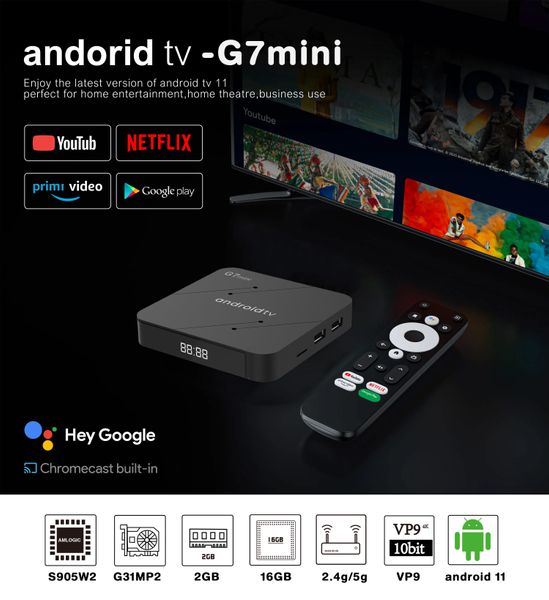 G7 Mini ATV Android 11 TV Kutusu 2G 16G Amlogic S905W2 4K ATV BT Sesli Uzak Çift Wifi