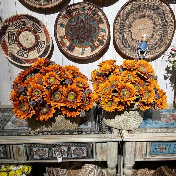 Fiori decorativi Autunno Bouquet artificiale Girasole finto Sala per feste Ufficio Tavolo da cucina Centrotavola per matrimoni Ornamenti Garde Fall Decor