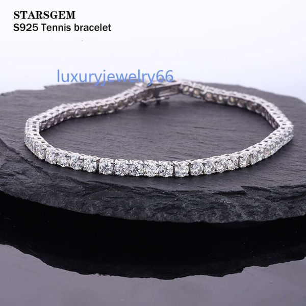 Großhandelspreis Starsgem weißes Moissanit-Diamant-Ewigkeitsfassungs-S925-Sterlingsilber-Tennisarmband im Brillantschliff