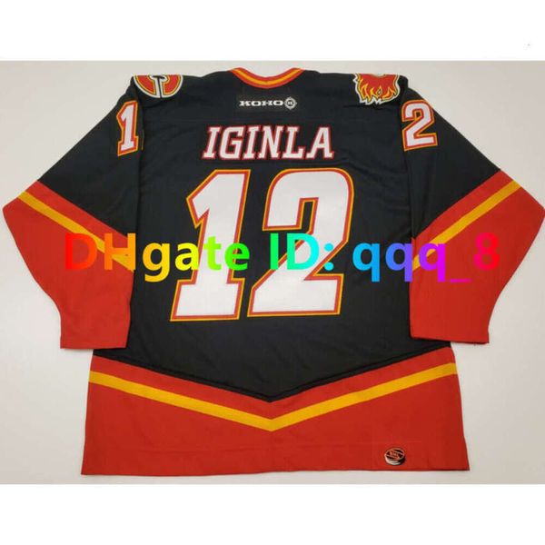 12 Iginla GH Jarome 34 Miikka Kiprusoff Vintage Flames Koho Throwback Hockey Jersey 25 jaar 1980 1981 2005 2006 Patch Zwart Maat S-4XL zeldzaam