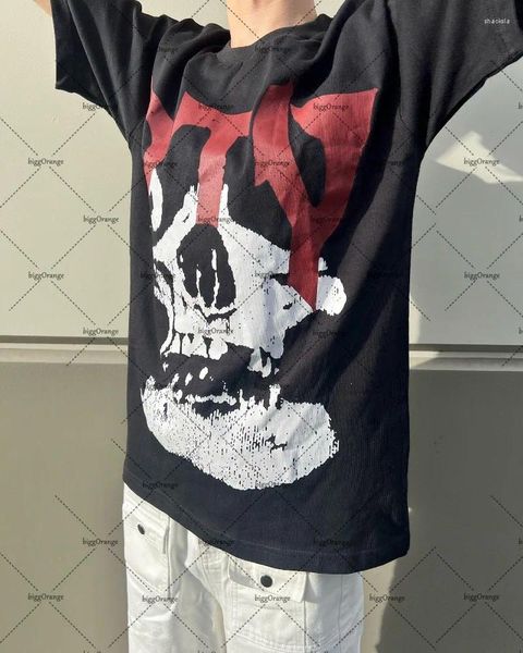 Erkek Tişörtleri Y2K Top American High Street Trendy Marka Kafatası Baskı Büyük Boy Kısa Kollu Erkekler Gotik Retro Harajuku Sıradan Gevşek T-Shirt