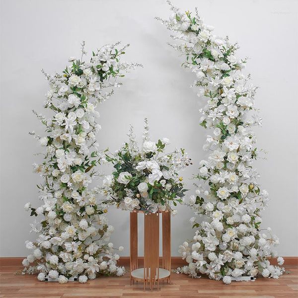 Fiori decorativi Disposizione dei fiori dell'arco di corno di bue Artificiale per la decorazione di nozze Riga di sfondo della fase Puntelli personalizzati