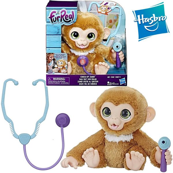 Bonecas FurReal Check up Zandi Macaco Eletrônico Brinquedos de Pelúcia Animais de Estimação Musical Crianças 231122