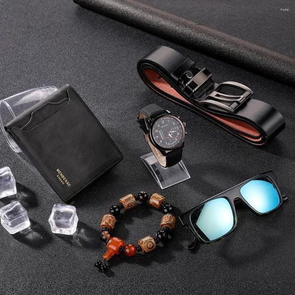 Armbanduhren Gutes Geschenkset Männer Casual Brieftasche Achat Armband Brille Gürtel Verkaufsförderung Ohne Box