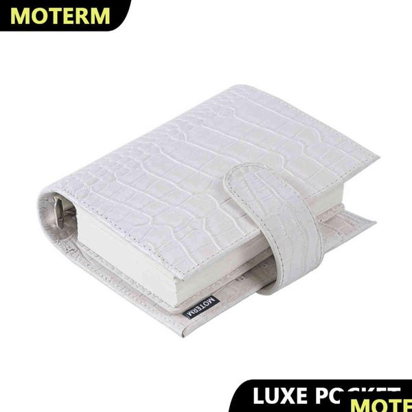 Blocos de notas Atacado Moterm Luxe Series Pocket Planner A7 Tamanho Notebook com 30mm Anéis Clog Grain Agenda Organizador Diário Diário 211103 DHA12