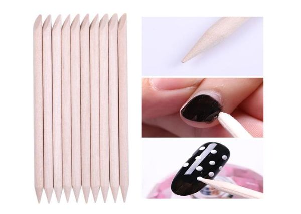 NAT006 100 stks Nagel Houten Cuticle Pusher Remover Nail Art Stick Oranje Houten Stokken Nagelriem Verwijdering Manicure Nail Art Tools3639749