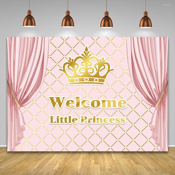 Decorazione per feste Matrimonio Compleanno Velo rosa Nome personalizzato Pography Sfondo Baby Shower Sfondo nuziale per banner