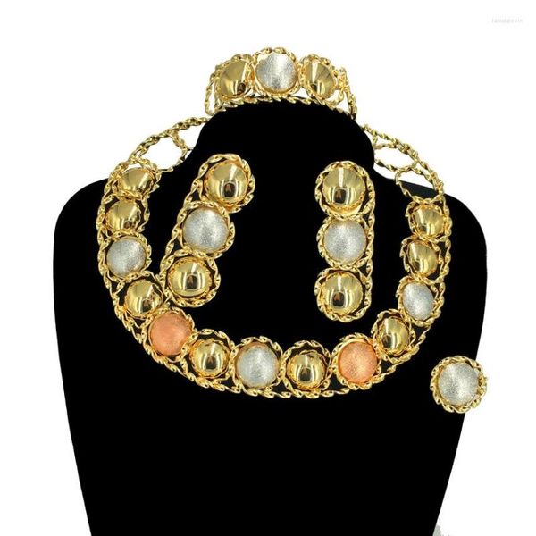 Collana Orecchini Set Moda donna Colorato Est Brasiliano Placcato oro Gioielli in rame pieno Regalo di festa Accessorio per appuntamenti FHK14425