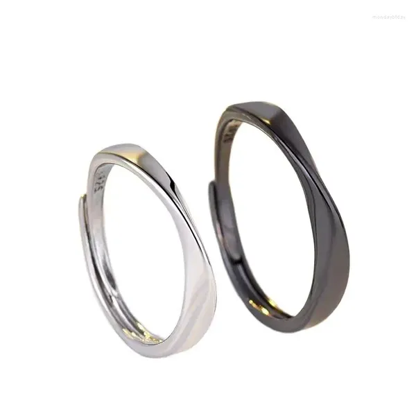 Anéis de cluster moda casal par anel liga onda geométrica acessórios doce estilo legal masculino e feminino tokens de amor de longa distância