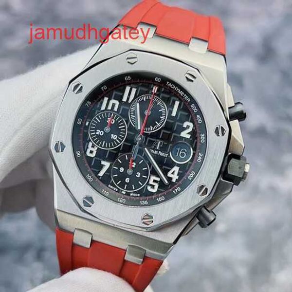 Ap Swiss Luxury Watch Royal Oak Offshore Series 26470st Classic Generation Vampire Черная пластина с красной иглой 42 мм Автоматические механические мужские часы Набор на 15 часов