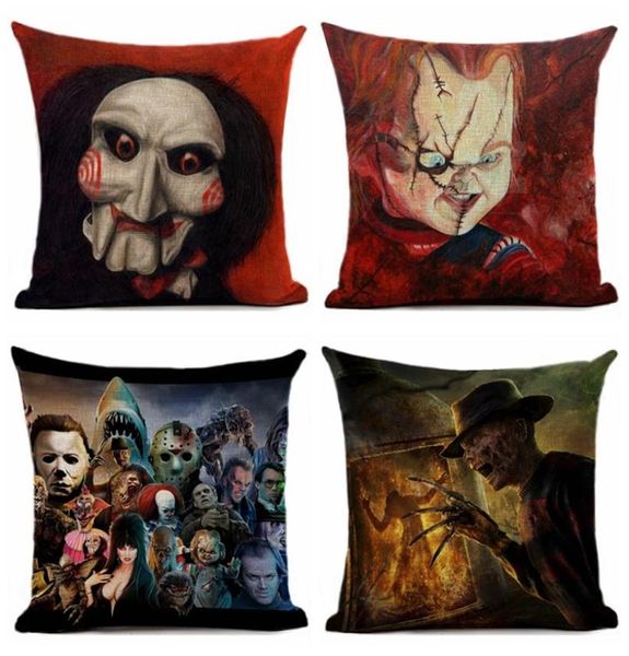 Kissenbezug Leinen Horror Film Gedruckt Kissen Abdeckung Auto Sofa Dekorative Kissen Hause Decorativos Wurf Kissen Fall 45x45 cm283222017