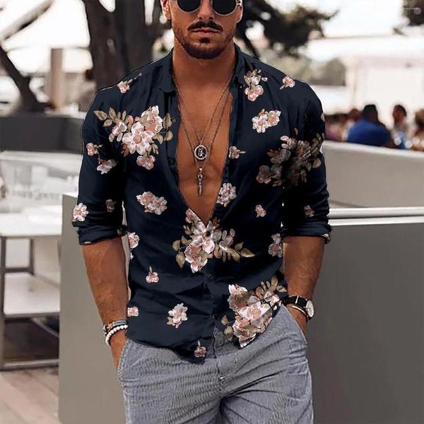 Camisetas masculinas camisa de manga curta masculino masculino havaianos masculinos botões florais down down férias de férias tropicais verão rápido