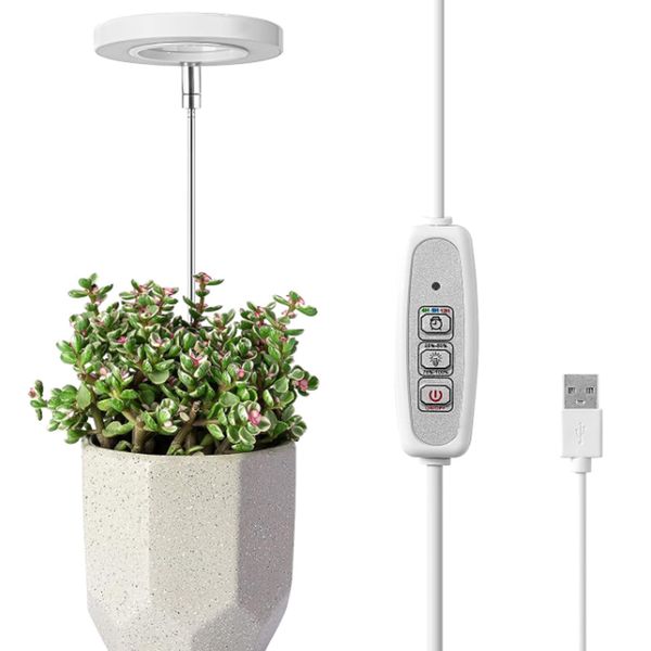 Lampada da coltivazione per piante da interno in crescita, lampada LED Halo Plant per piantine di piante grasse, timer di accensione e spegnimento automatico 3/9/12/ore regolabile in altezza