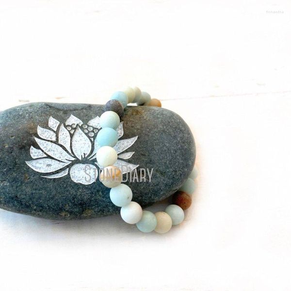 Strang WMB37207 AMAZONITE Balance The Emotions Kehlchakra Stein Aufbau Selbstwertgefühl Stretch Armband Naturheilsteine