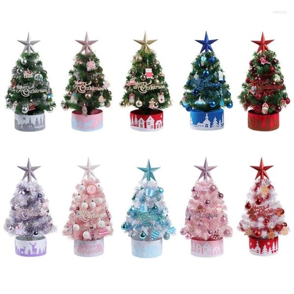 Decorações de Natal Mini árvore de mesa DIY com luzes para decoração de casa de férias