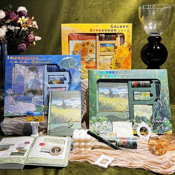 PC'ler/Set Yağlı Boya Işığı ve Gölge Serisi Vintage Kalem Hediye Kutusu Set Yaratıcı Diy Journal Kolaj Dekor Kırtasiye