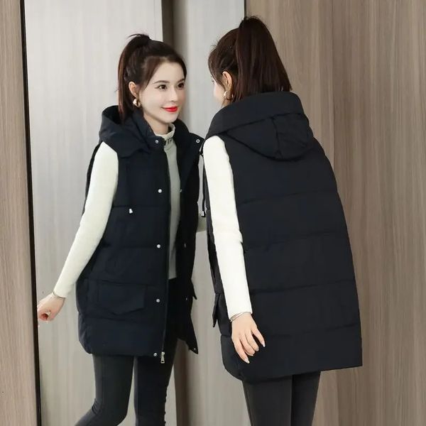 Damenwesten, Winterjacke, ärmellose Tank-Top-Mäntel, vorne offen, koreanische Mode, Übergröße 231122