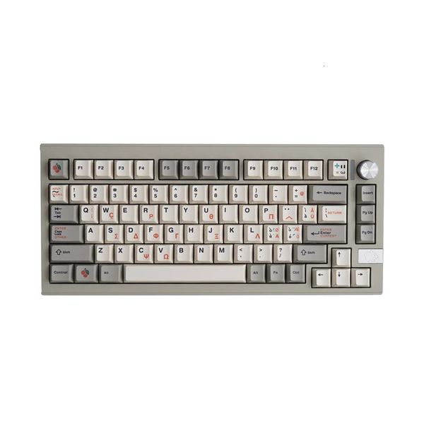 Retro 9009 Griechisch grau und weiße mechanische Tastaturschlüsselkaps 136 Tasten PBT -Material Sublimation Kirschprofil 231221