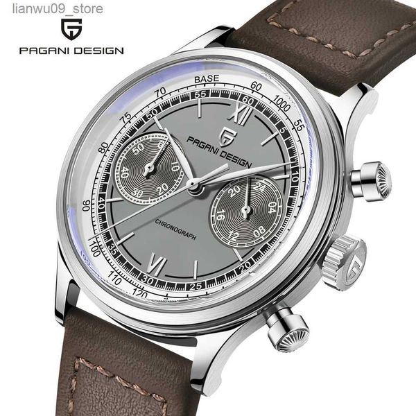 Relógios de pulso Pagani Design Mens Relógios 2023 Top Luxo AR Sapphire Quartz Watch para Homens Couro Compact Dial Retro Chronograph Reloj HombreQ231123