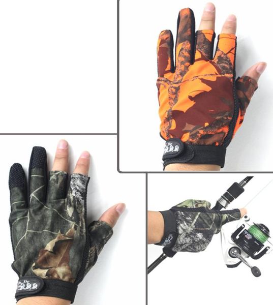 3 Cut Finger Angeln Fisch Handschuhe Camouflage Antislip Handschuhe Jagd Schießen 2 Farben für wählen New5838865