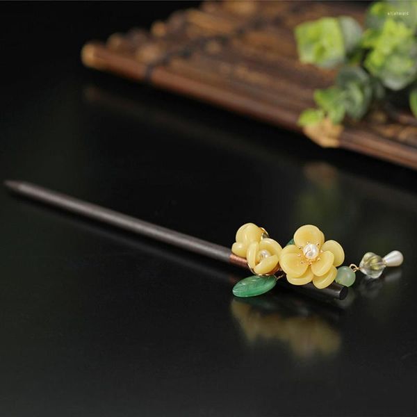 Fermagli per capelli Bastoncini di fiori Forchette per le donne Legno di sandalo Hanfu cinese Decor Forcine Ragazze Bacchette tradizionali Copricapo Gioielli