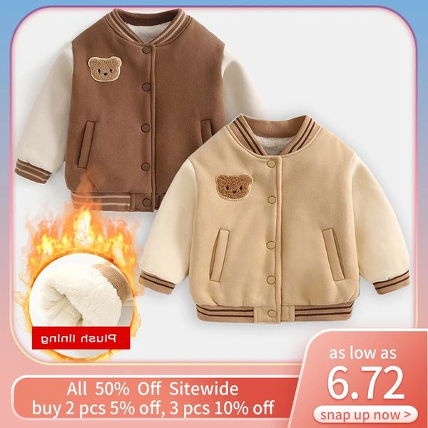 Para baixo casaco dos desenhos animados urso crianças jaqueta de algodão superior engrossar uniforme de beisebol outono inverno roupas do bebê coreano crianças camisola 231123