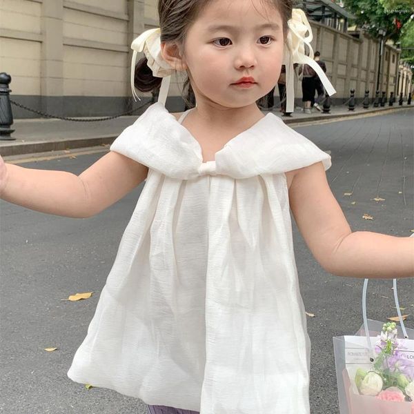 Одежда наборы для девочек-слинг-рубашка 2023 Летняя детская модная корейская стиль Внешняя одежда для детской моды.